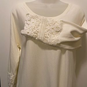 NWT Talbots Sweater Petite Small Lace Sleeve Trim